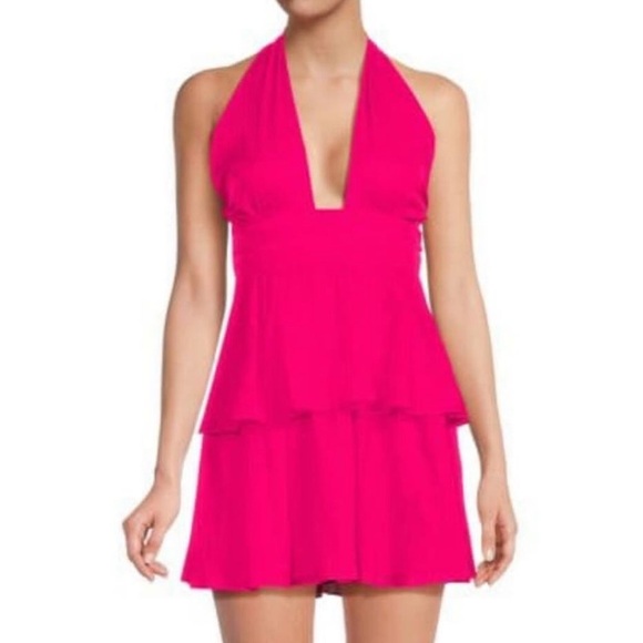 Amanda Uprichard Darby Halter Tiered Dress - Picture 1 of 3